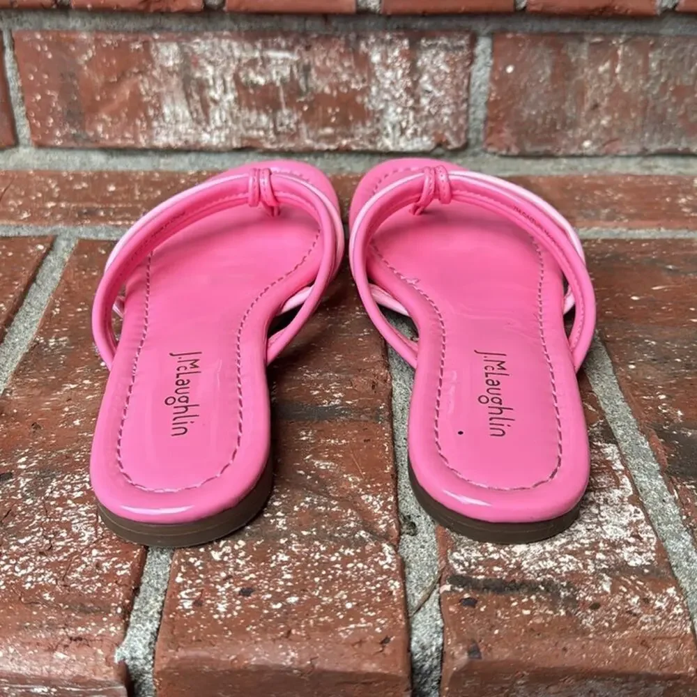 J. McLaughlin Caitlin Sandals Women's 7 Pink Two Tone Flip Flop Thong Slides